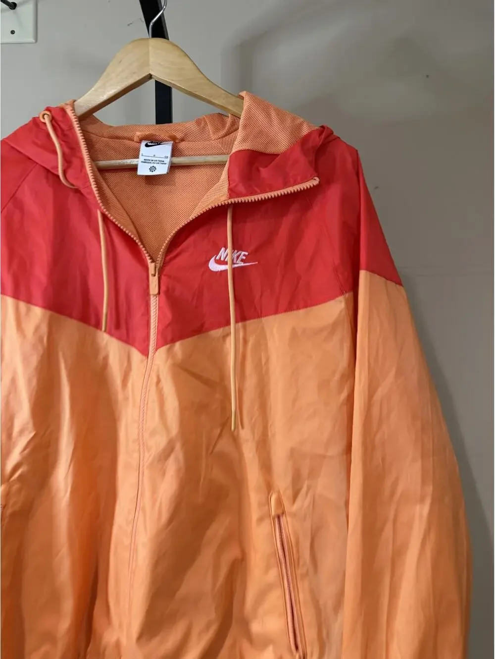 Nike Colorblock Orange and Red Windbreaker Jacket Size Small
